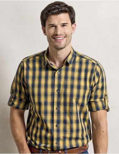 PRE-PR250-Mens Mulligan Check Cotton Long Sleeve Shirt
